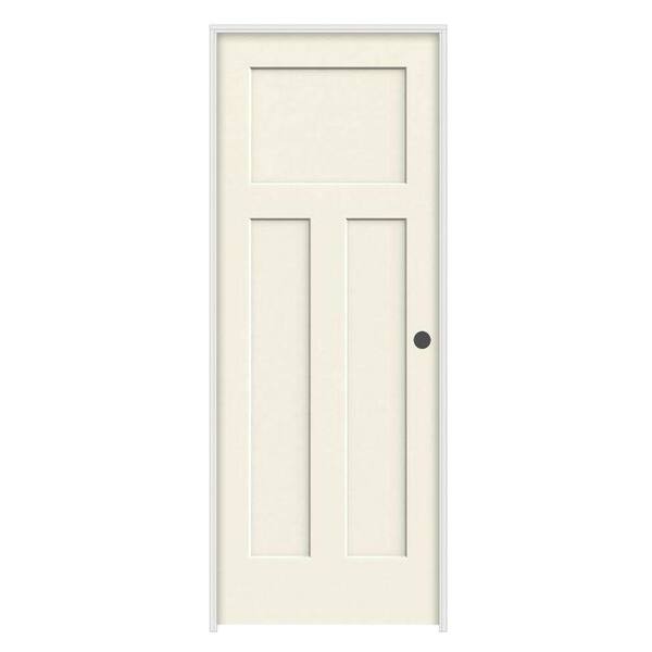 JELD-WEN 30 in. x 80 in. Craftsman Vanilla Painted Left-Hand Smooth Molded Composite Single Prehung Interior Door