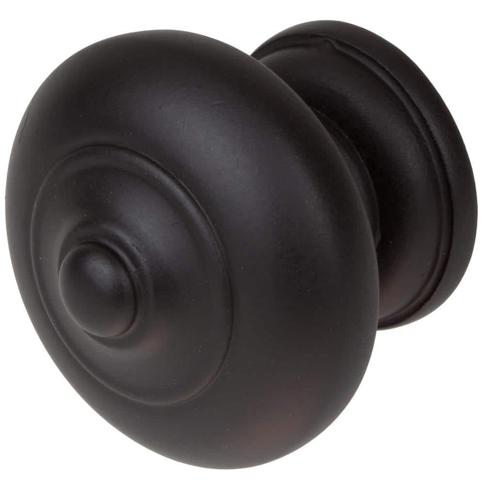 Matte Black Round Mushroom Cabinet Knob with Mounting Hardware