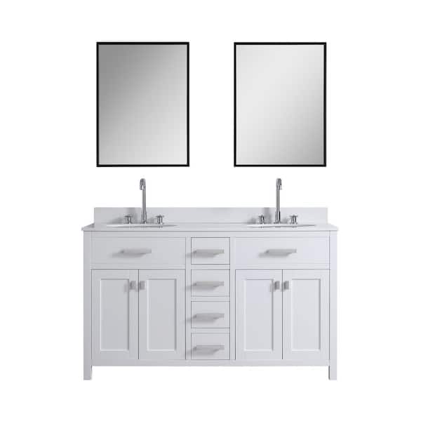 London 60.5 in. W x 21.5 in. D Vanity Cabinet Only in White