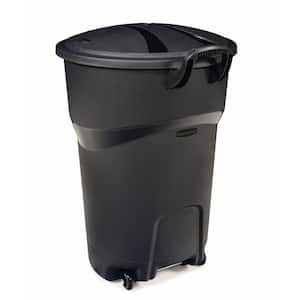 Roughneck 32 Gal. Black Wheeled Trash Can with Lid