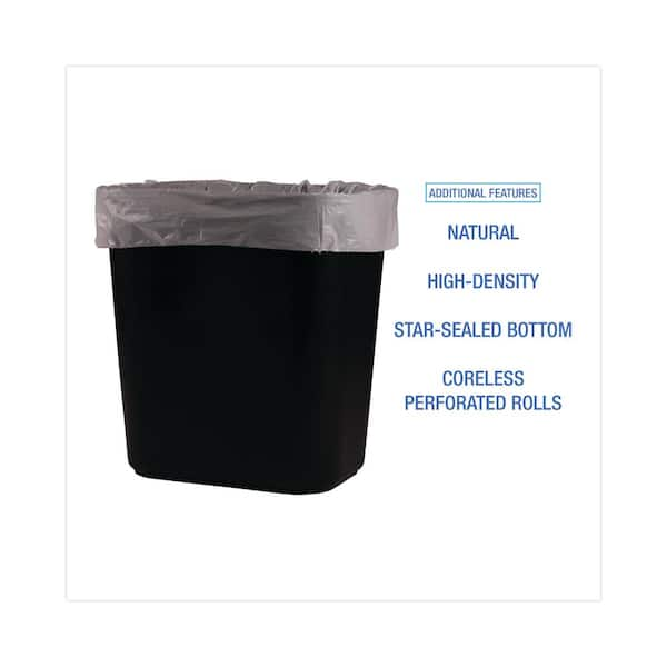 Janisan HDR2424-6-BLK High-Density Mini-Roll Black Trash Bags - 24 x 24 -  10 Gallon Capacity - 6 Micron - 1000 per case - Perforated Roll