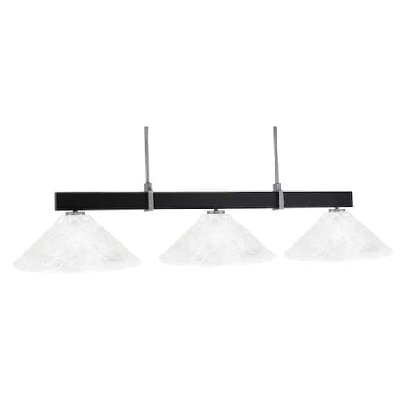 Unbranded Balmore 3-Light Matte Black and Graphite Billiard Light with 16 in. Italian Bubble Glass Shades