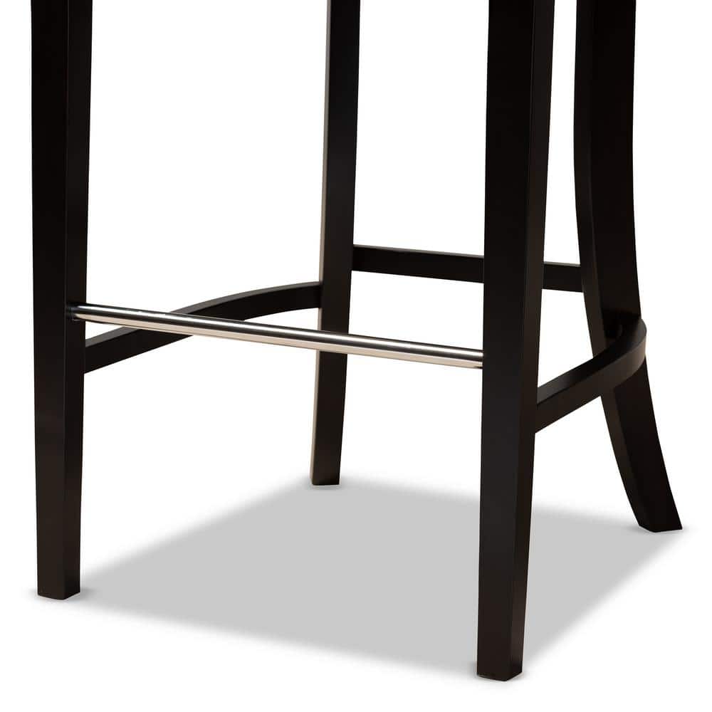 Chloe Dark Grey Velvet and Wood Barstool Set