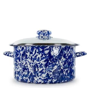 Cobalt Swirl 6 qt. Enamelware Stock Pot with Glass Lid