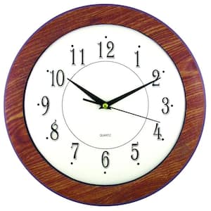11-3/4 in. Glass and Faux Wood Wall Clock