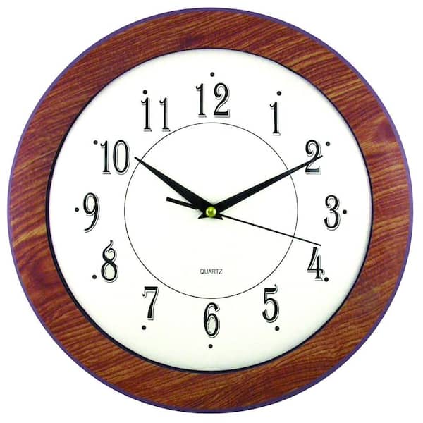 Timekeeper Products 11-3/4 in. Glass and Faux Wood Wall Clock