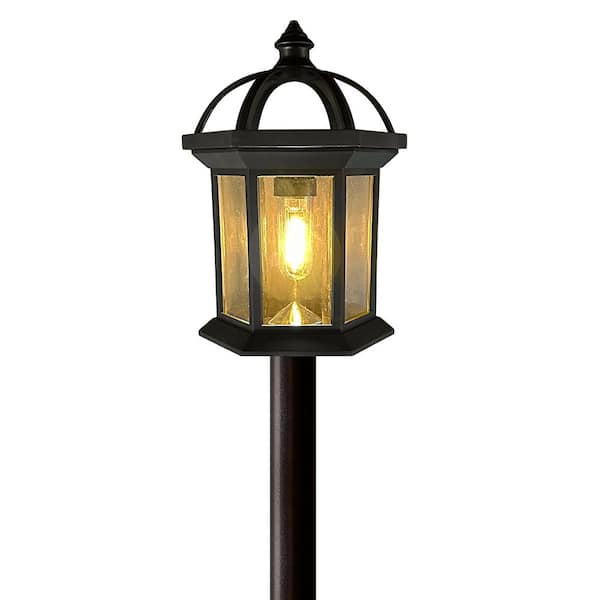 Monteaux Lighting Black Integrated LED Outdoor Solar Pathway Light with Clear Glass