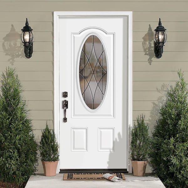 36 in x 80 in. Promo Primed Classic Smooth Fiberglass Prehung Front Exterior Door