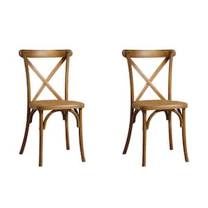 Natural X-Back Resin Outdoor Dining Chair (Set of 2)
