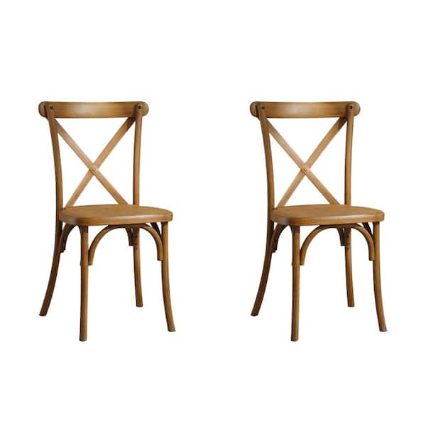 Angel Sar Natural X-Back Resin Outdoor Dining Chair (Set of 2)
