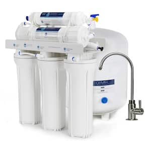 5-Stage Under-Sink Reverse Osmosis Water Filtration System with 50 GPD Membrane - Brushed Nickel Faucet