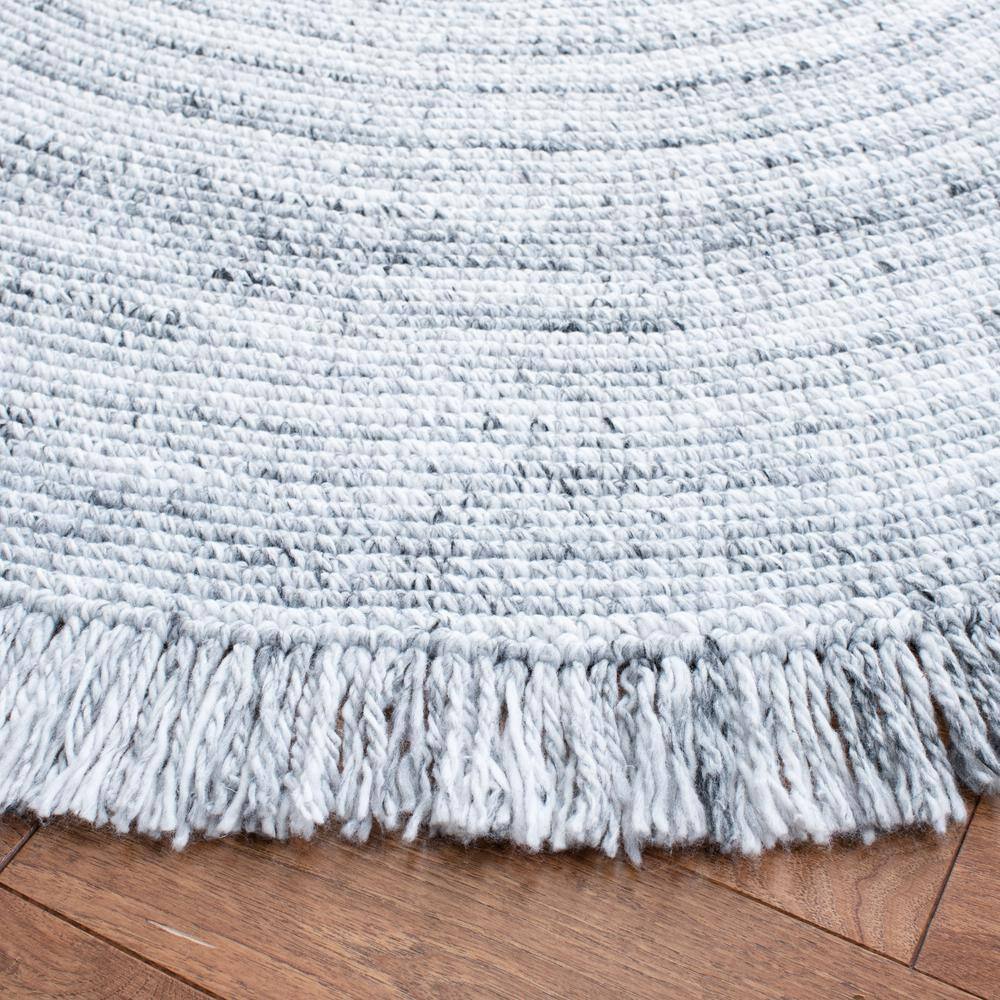 Light Grey Round Braided Reversible Synthetic Area Rug