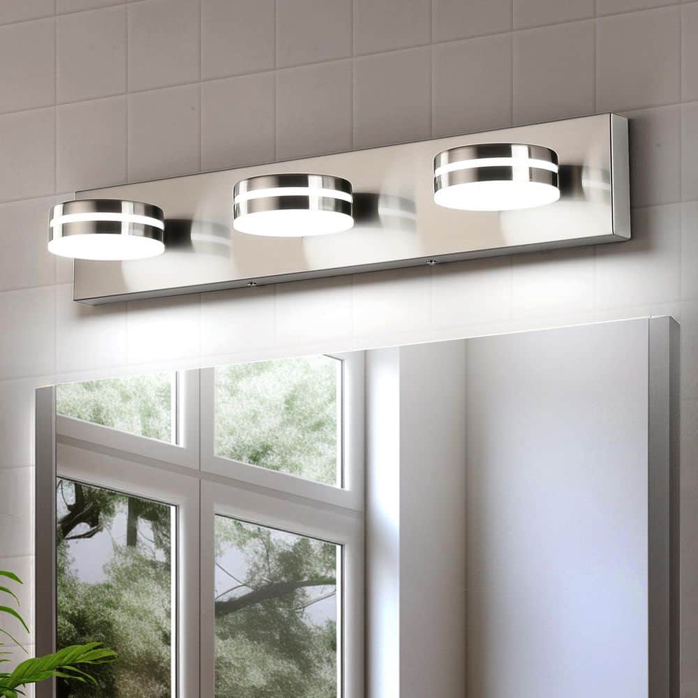 23.6 in. 3-Light Nickel LED Vanity Light with Dimmable 5500K Light and 270° Swivel Range Acrylic Lampshade price history on PriceWatchPro