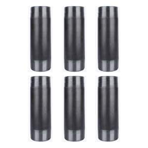 1-1/2 in. x 6 in. Industrial Steel Grey Plumbing Nipple in Black (6-Pack)