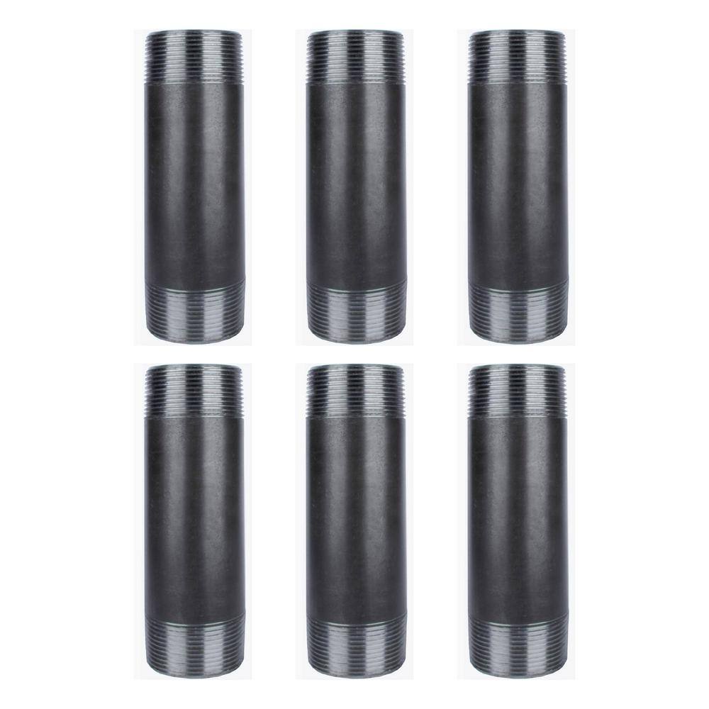 1-1/2 in. x 6 in. Industrial Steel Grey Plumbing Nipple in Black (6-Pack) price history on PriceWatchPro