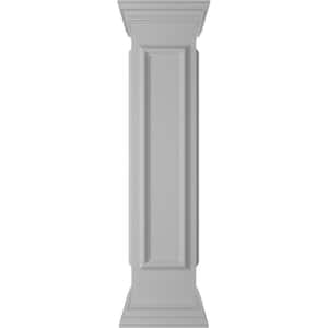 End 48 in. x 10 in. White Box Newel Post with Panel, Flat Capital and Base Trim (Installation Kit Included)