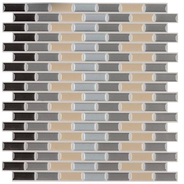 Instant Mosaic 12 in. x 12 in. Peel and Stick Mosaic Decorative Wall Tile Earth Tones in Brown and Tan (6-Pack)