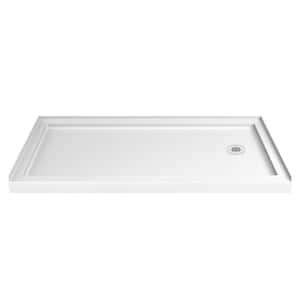 Infinity-Z 36 in. x 60 in. x 72 in. Semi-Frameless Sliding Shower Kit Door in Oil Bronze with Center Drain Base in White