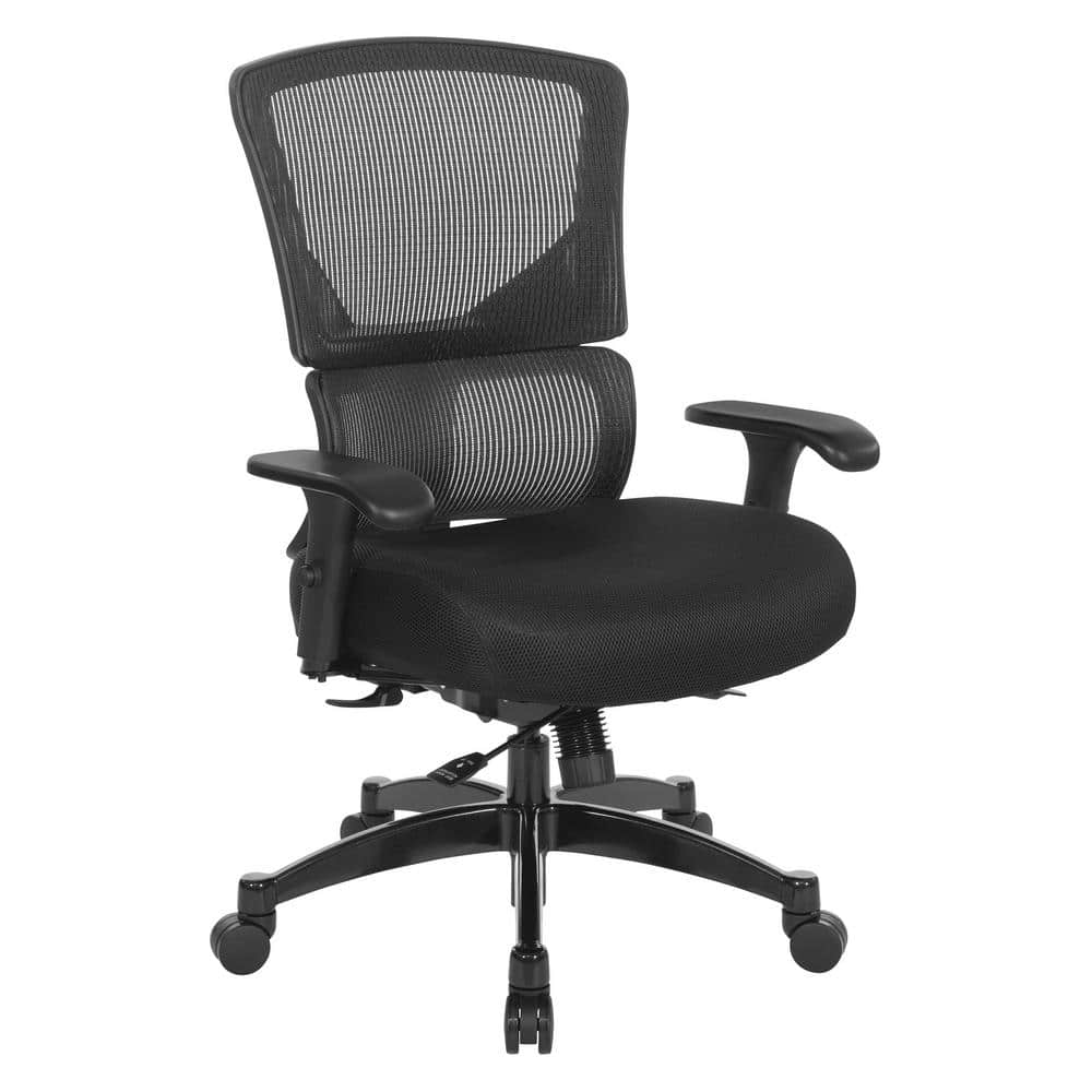 639 Series Fabric Seat and Mesh Back Adjustable Height Ergonomic Executive Chair in Black with Adjustable Arms Big Tall