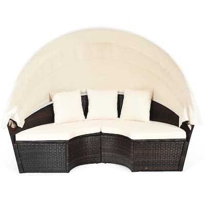 Round Outdoor Lounge Chair With Canopy, Round Outdoor Chaise