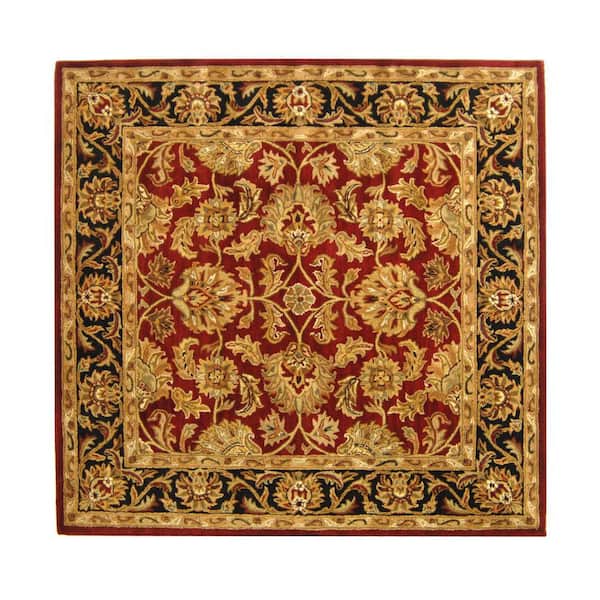 Heritage 10 ft. x 10 ft. Square Red/Black Antique Border Floral Area Rug