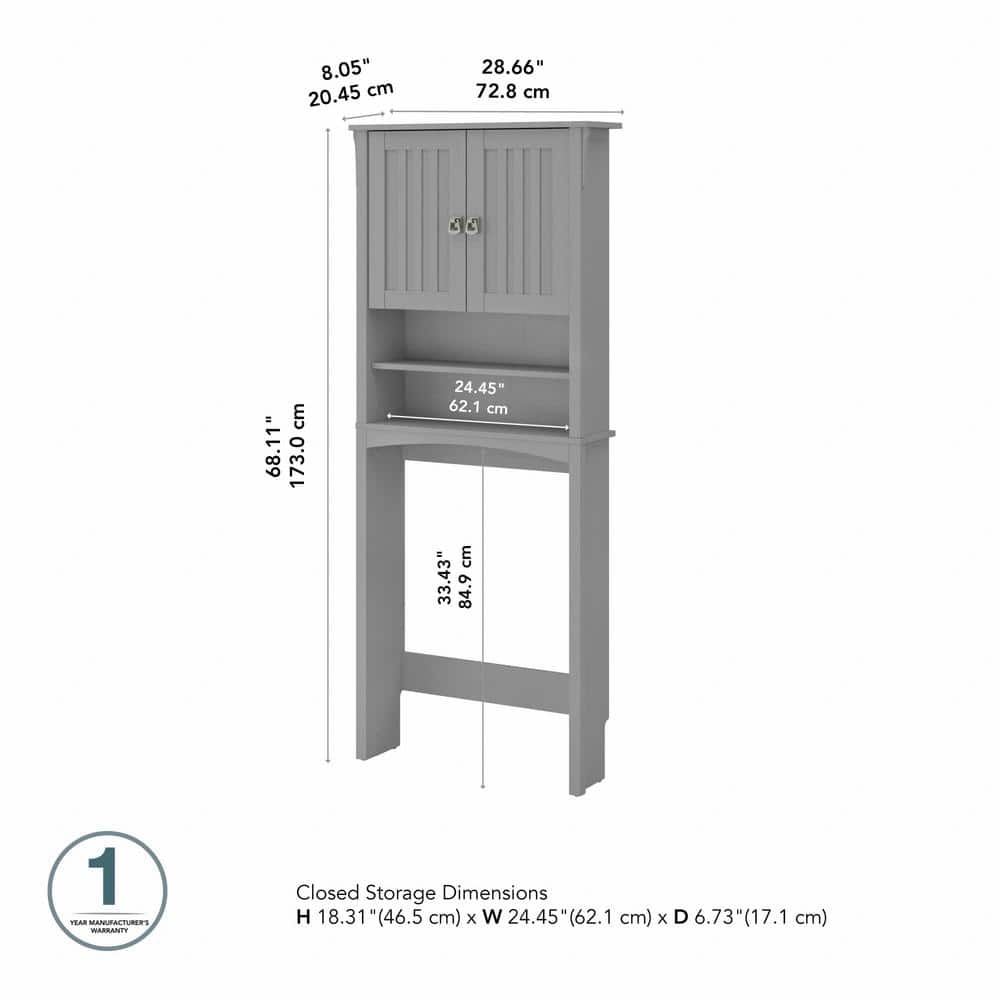 Cape Cod Gray Over The Toilet Storage Cabinet with Adjustable Shelves