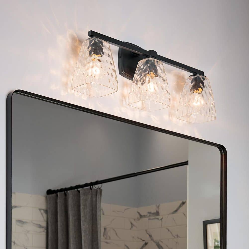 Marant 23.75 in. 3-Light Vanity Light with Clear Water Glass in Black price history on PriceWatchPro