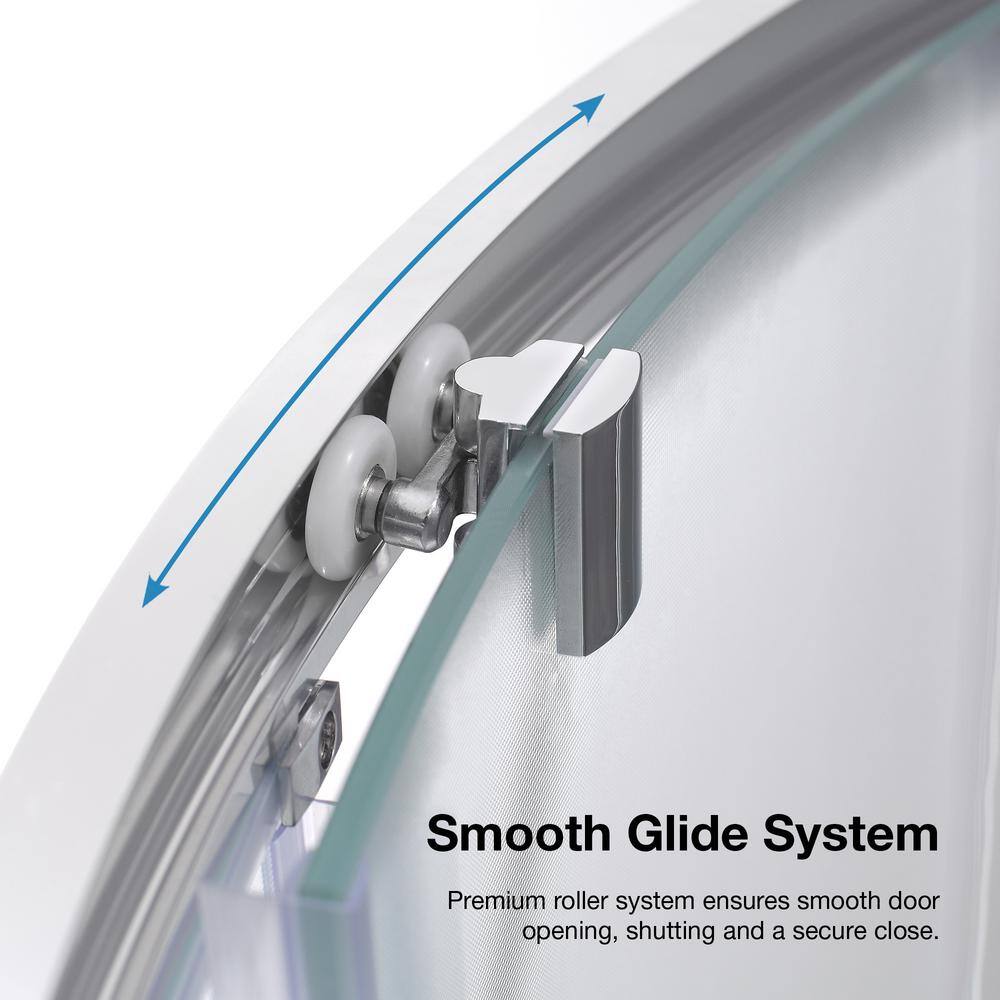 Breeze 34" Frosted Glass Round Sliding Shower Kit with Acrylic Base