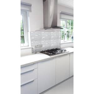 Quartz Linear White 12.05 in. x 11.93 in. Linear Joint Polished Quartz and Metal Mosaic Wall Tile (0.97 sq. ft./Each)