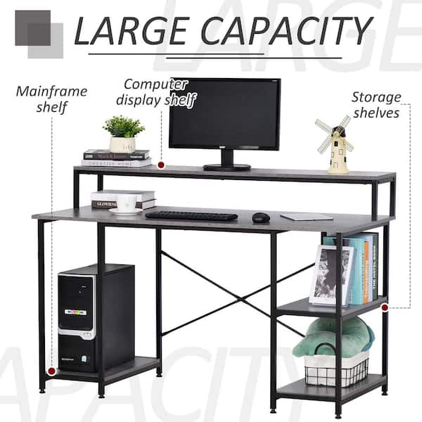 Two tier computer desk on sale with keyboard tray