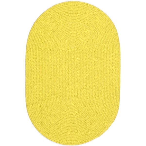 Joy Braids Solid Yellow 2 ft. x 3 ft. Oval Indoor/Outdoor Braided Area Rug