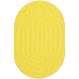Joy Braids Solid Yellow 2 ft. x 3 ft. Oval Indoor/Outdoor Braided Area Rug