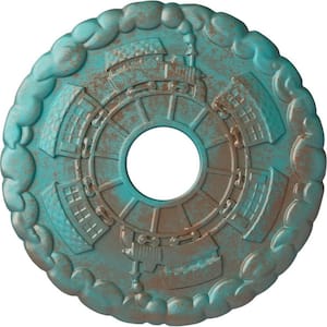 1 in. x 18-1/2 in. x 18-1/2 in. Polyurethane Kendall Train Station Ceiling Medallion, Copper Green Patina