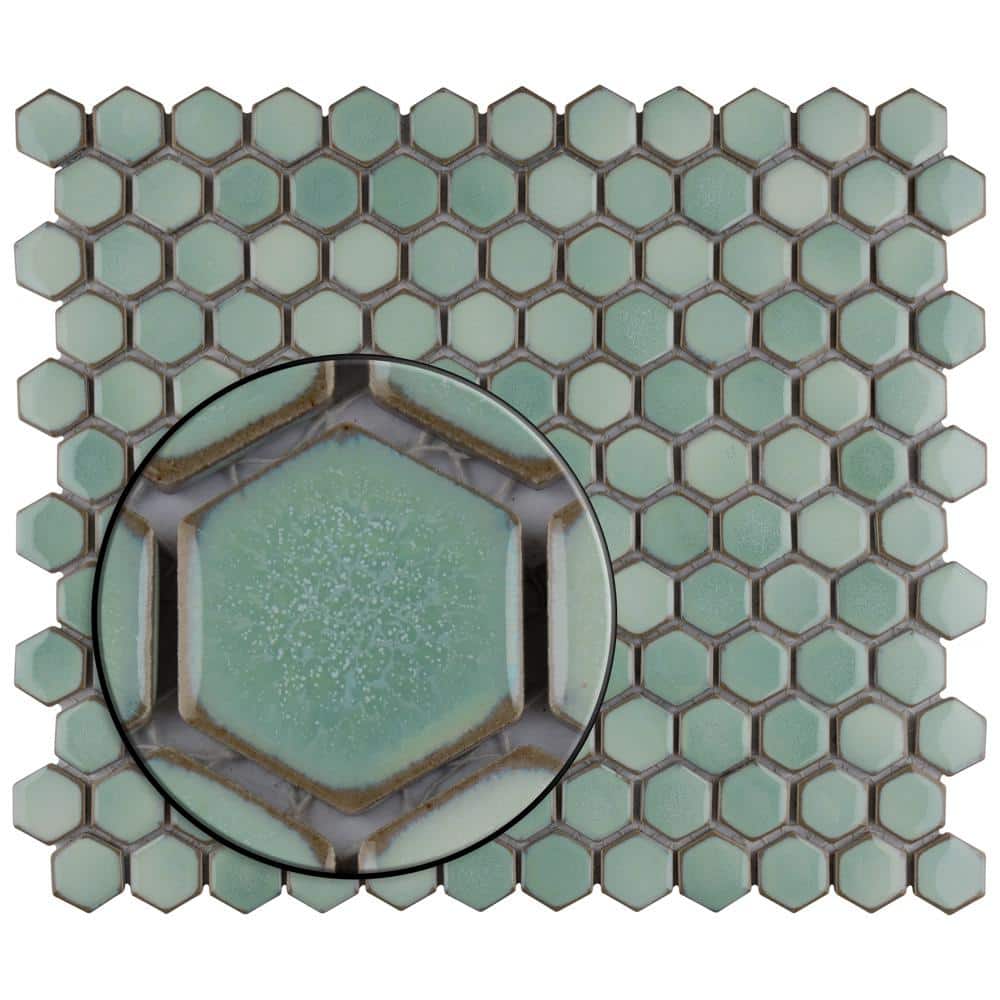 Mint Green Hexagon Porcelain Mosaic Tile for Walls and Floors