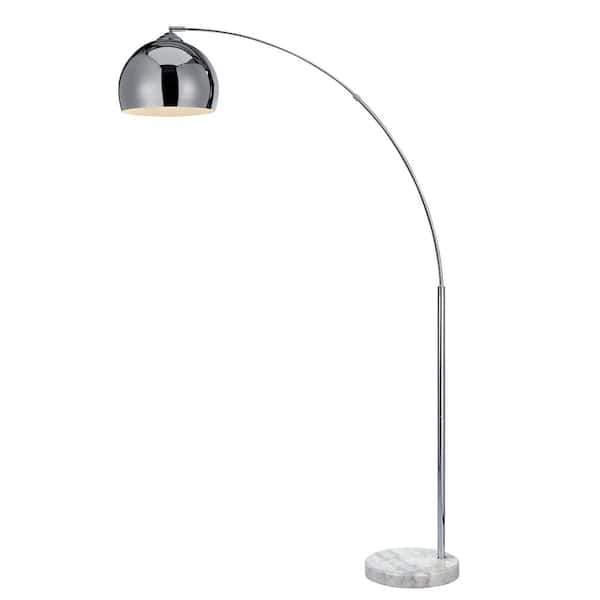 Versanora Arquer Arc Floor Lamp With Chrome Finished Shade And White Marble Base Vn L00010 The Home Depot Versanora Arquer Arc Floor Lamp With, Arc Floor Lamp Marble Base