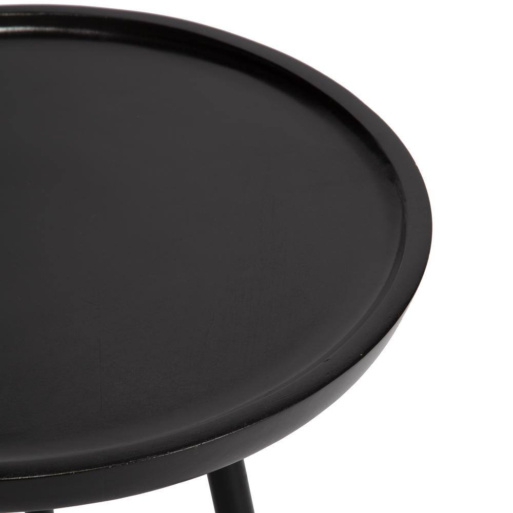 Chervey Black Round Mango Wood & Metal Side Table 21"