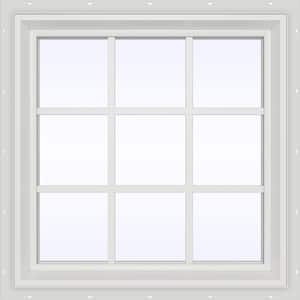 29.5 in. x 29.5 in. V-2500 Series White Vinyl Fixed Picture Window with Colonial Grids/Grilles