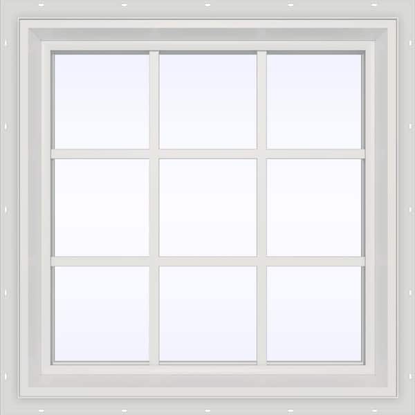 JELD-WEN 29.5 in. x 29.5 in. V-2500 Series White Vinyl Fixed Picture Window with Colonial Grids/Grilles