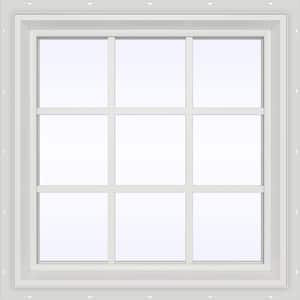 35.5 in. x 29.5 in. V-2500 Series White Vinyl Fixed Picture Window with Colonial Grids/Grilles