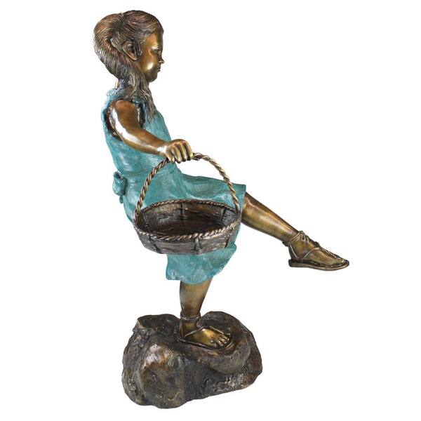 Design Toscano Brittany with A Basket Little Girl Cast Bronze Garden Statue