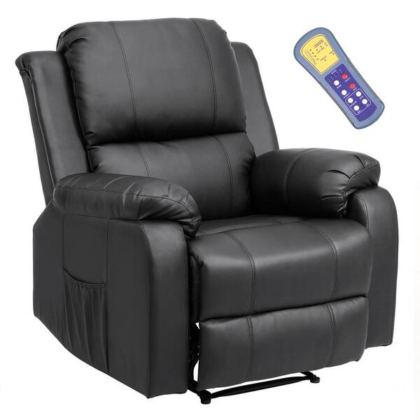 Big And Tall Black Faux Leather Recliner Sofa With Massage Heat Function Tcht Wfkf180031 The Home Depot Tall Black Faux Leather Recliner Sofa, Reclining Massage Chair With Heat Function