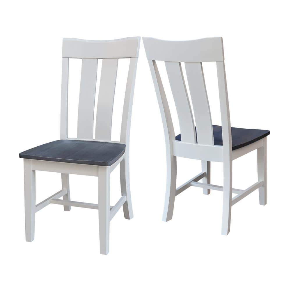 Elegant Gray Slat-Back Solid Wood Side Chair, 43" High