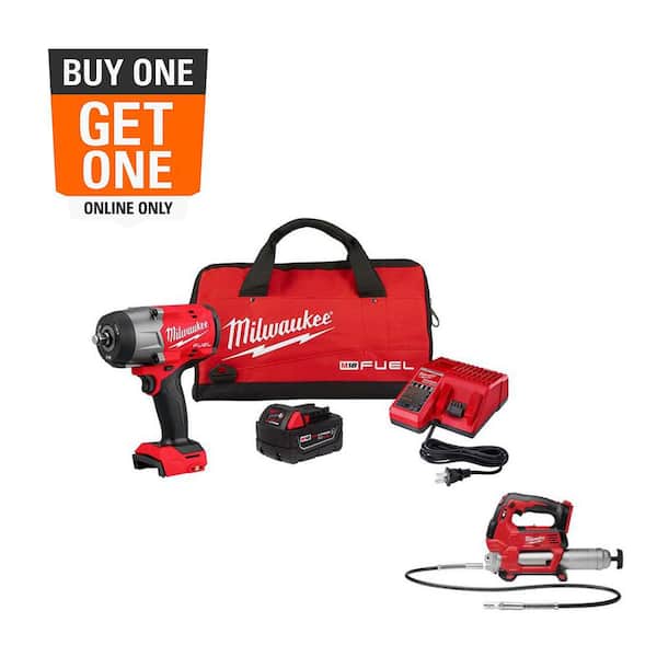 M18 FUEL 18V Lithium-Ion Brushless Cordless 1/2 in. Impact Wrench with Friction Ring Kit w/Grease Gun
