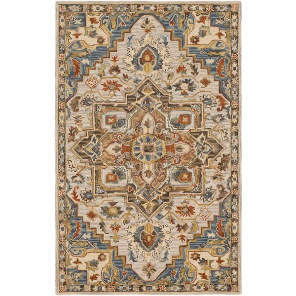 Livabliss Artemis Denim Medallion 9 ft. x 13 ft. Indoor Area Rug
