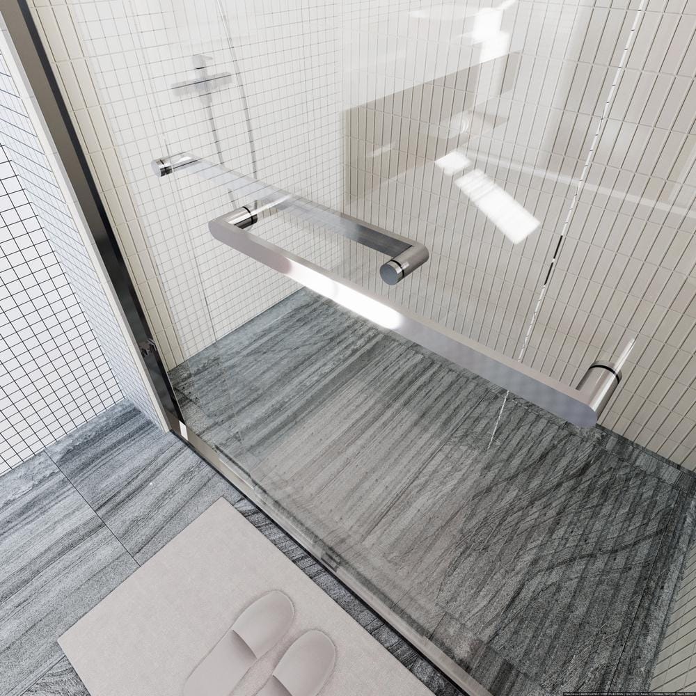 Chrome Double-Sliding Shower Door with Clear Glass Panels