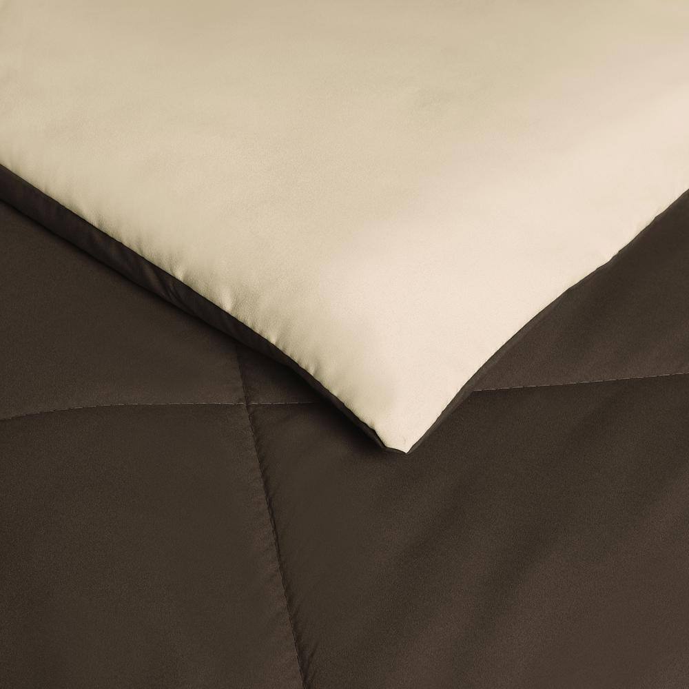 Twin Chocolate and Cream Reversible Microfiber Comforter Set