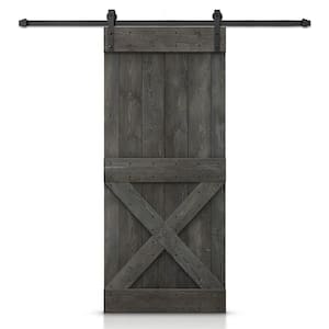 Mini X 44 in. x 84 in. Carbon Gray Stained DIY Wood Interior Sliding Barn Door with Hardware Kit