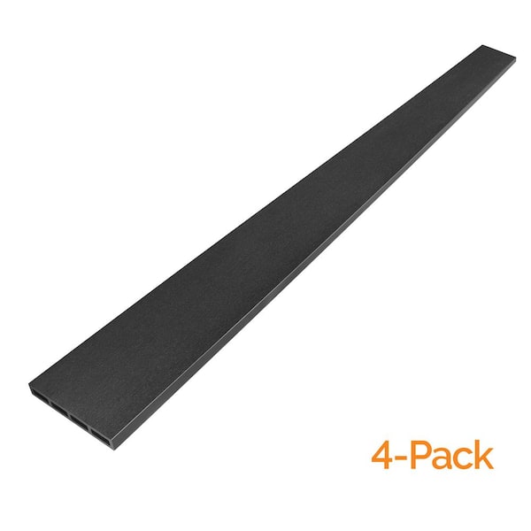 OUTDECO 5.5 in. x 72 in. x.75 in. Wood Plastic Composite Fence Board, Flat Edge Both Sides, Sanded Finish - Charcoal (4-Pack)