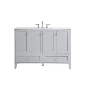 Timeless Home 48 in. W x 22 in. D x 34 in. H Single Bathroom Vanity in Grey with Calacatta Engineered Stone