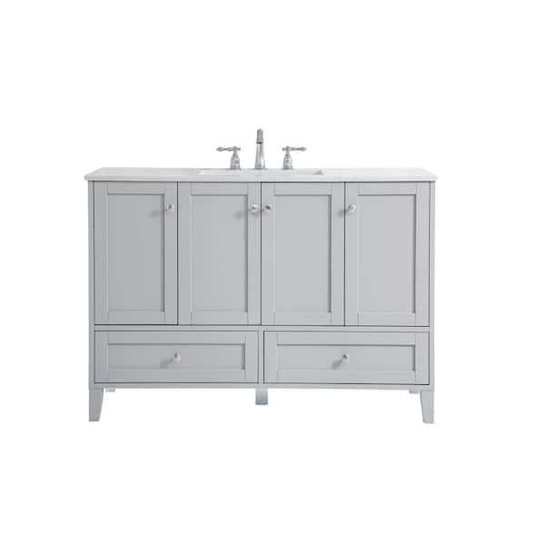 Unbranded Timeless Home 48 in. W x 22 in. D x 34 in. H Single Bathroom Vanity in Grey with Calacatta Engineered Stone